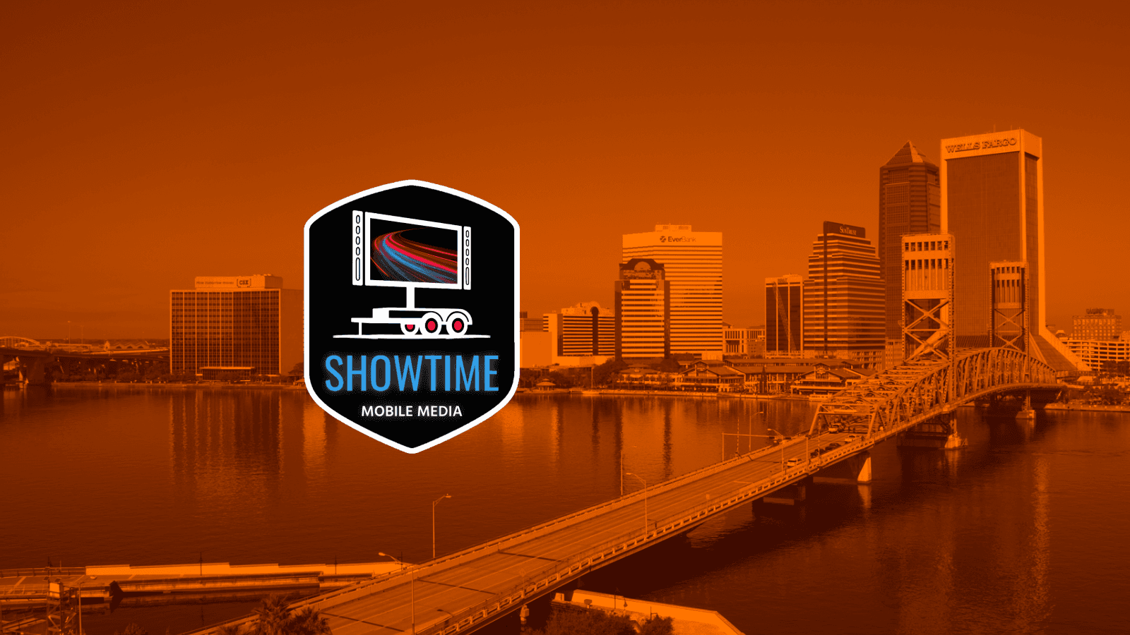 Jacksonville skyline with Showtime LED expansion branding
