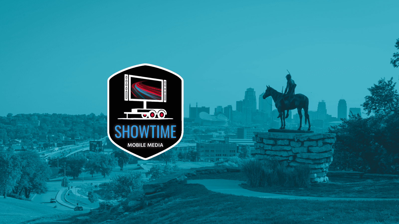 Kansas City skyline with a Showtime LED screen